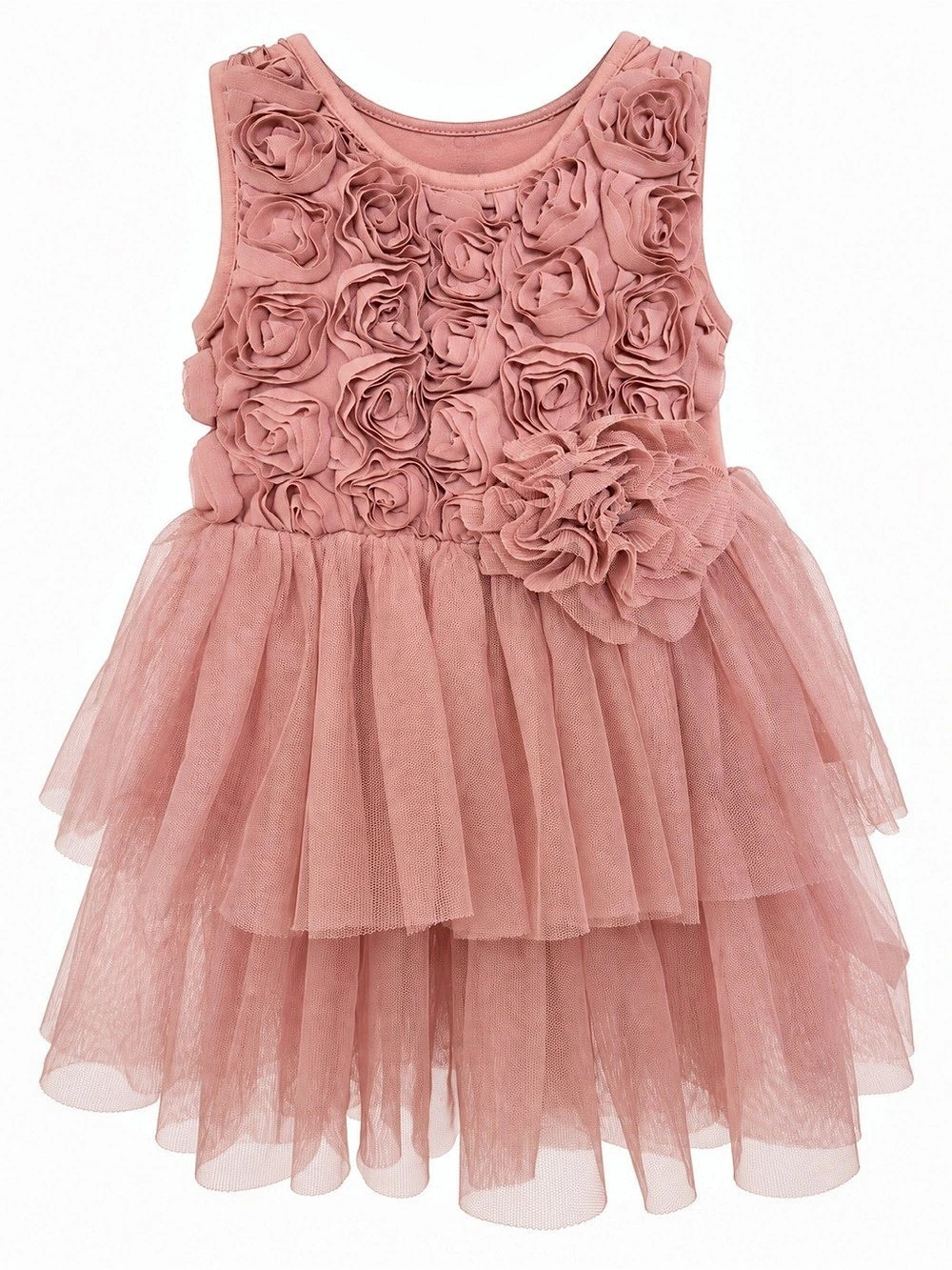 POPATU Baby Girls 18M Dusty Rose Rosette Tulle Party Dress